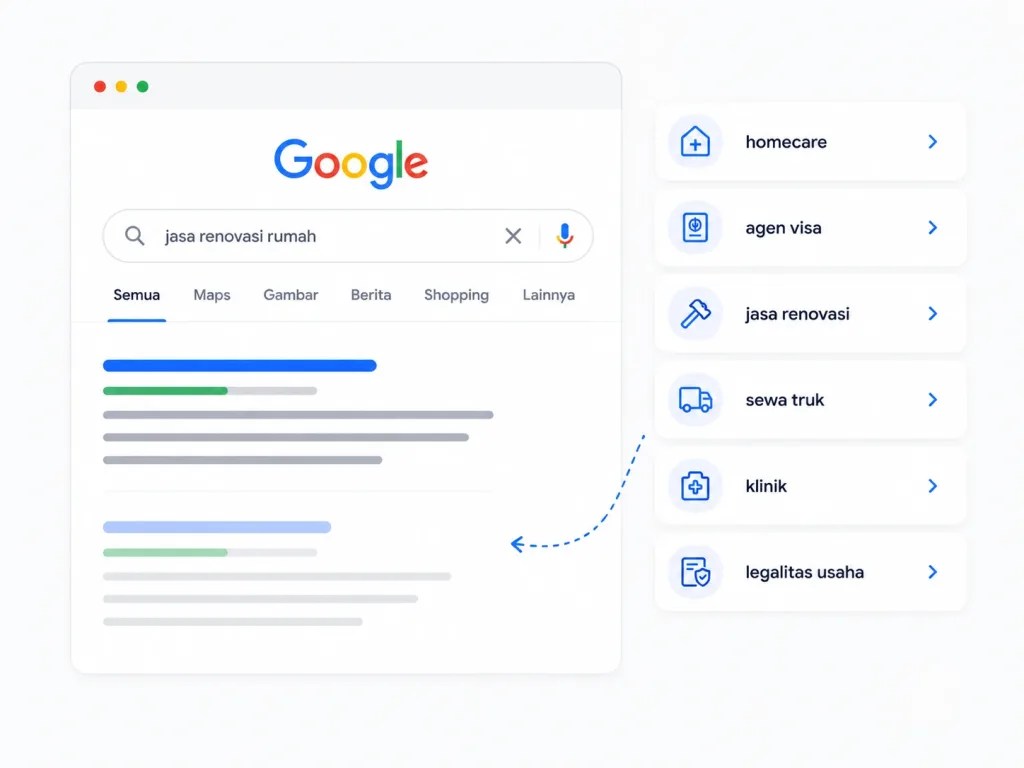 cara user mencari layanan di google