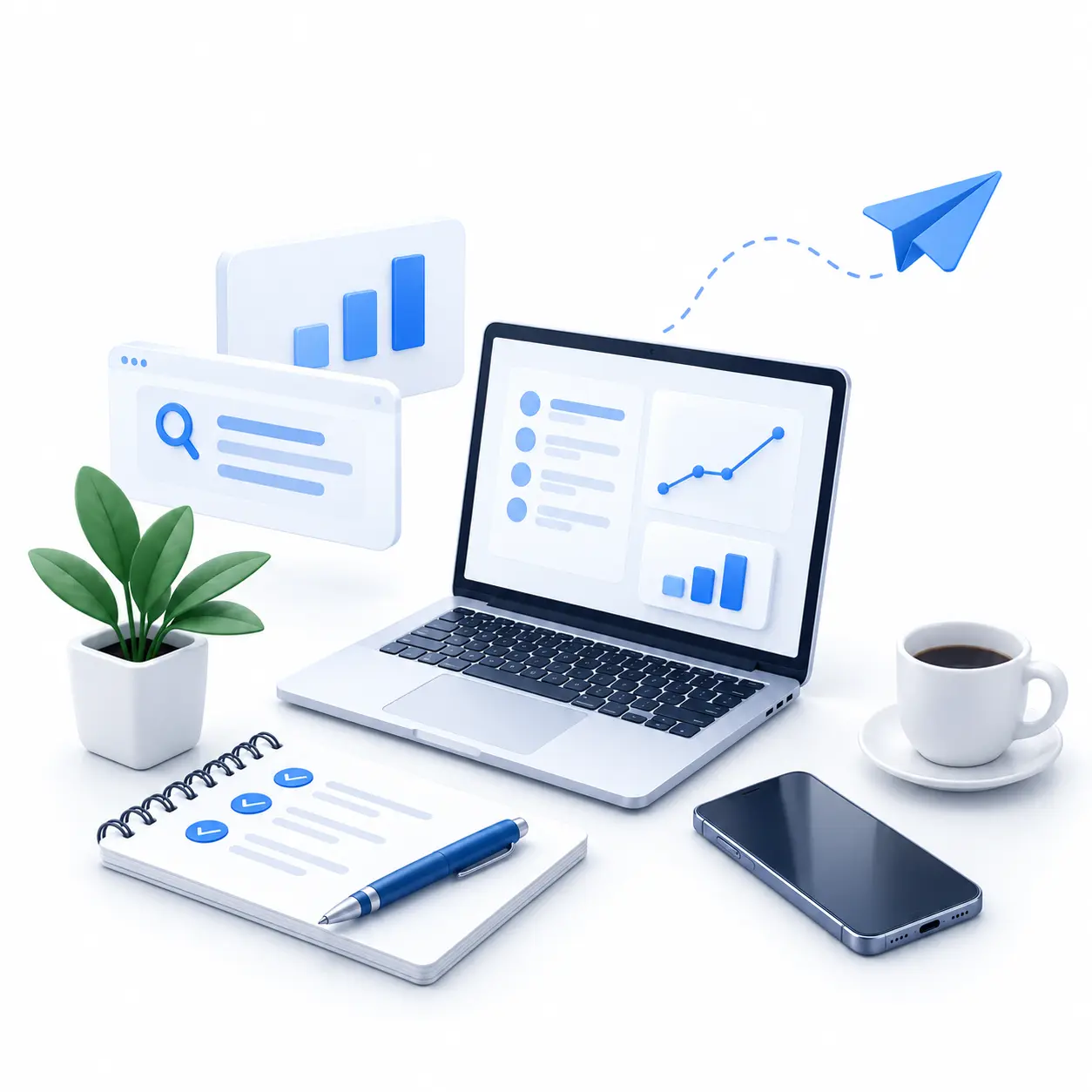 Hubungi 1 Ilustrasi konsultasi SEO dan content
