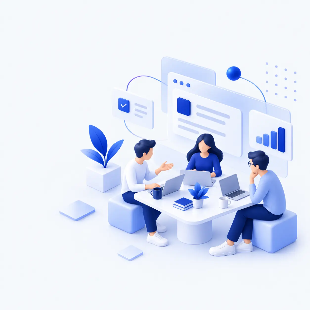 Tentang 4 Ilustrasi teman Content SEO Disini